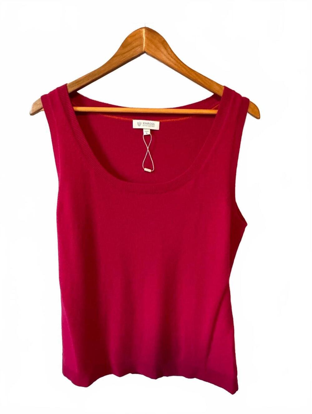 Kinross Cashmere Tank Shell Magenta Pink Sz XL Quiet Luxury